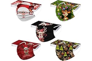 50PC Christmas Disposable Face Mäsks with Designs Christmas Reindeer Printing 3-Ply Colorful Breathable Paper_Mask (Multicolo