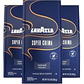 Lavazza Super Crema Whole Bean Coffee, Medium Espresso Roast, Arabica and Robusta Blend, 10.5 oz Bag, Package May Vary (Pack of 3)
