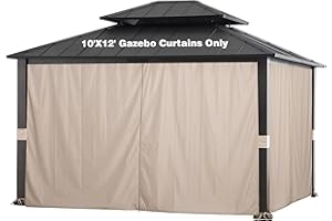 10' x 12' Gazebo Privacy Curtain Set Fit for 10X12 Ft Gazebo，Universal Replacement Sidewall 4-Panels, Sidewalls with Zipper,L