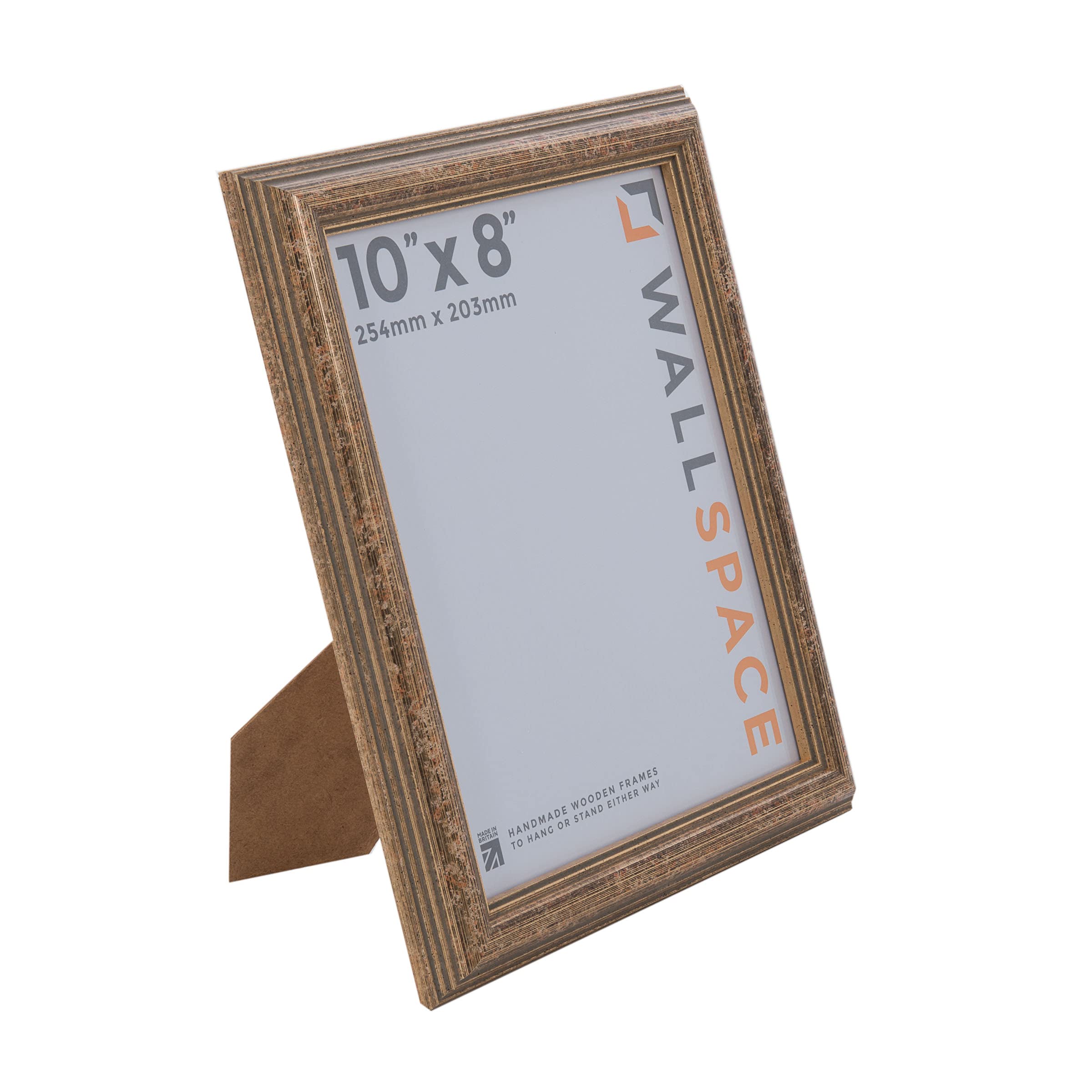 Wall Space Antique 10x8 Gold Picture Frame | Gold 8x10 Photo Frame | 10 x 8 inch | 254x203mm | 25.4x20.3cm | Solid Wood Wooden with Real Glass | Handmade in UK — image 1