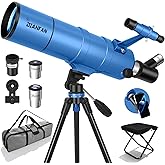 Dianfan Telescope, 90mm Aperture 550mm - Astronomical Telescope for Adults High Powered,Portable Telescopes Fully Multi-Coated High Transmission with Tripod, Phone Adapter, Carrying Bag, Folding Stool
