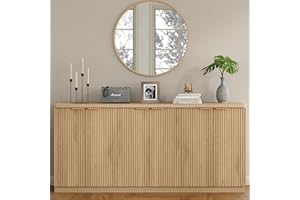 Yanosaku 70" Large Buffet Sideboard Cabinet, Fluted Cabinet 6 Doors, Buffet Table Coffee Bar Wine Bar Storage Cabinet for Dining Room, Living Room