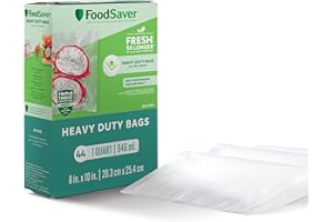 FoodSaver Heavy Duty Quart Vacuum Seal Bags, 44 Pack with 30% Extra Thickness, Compatible with All FoodSaver Appliances
