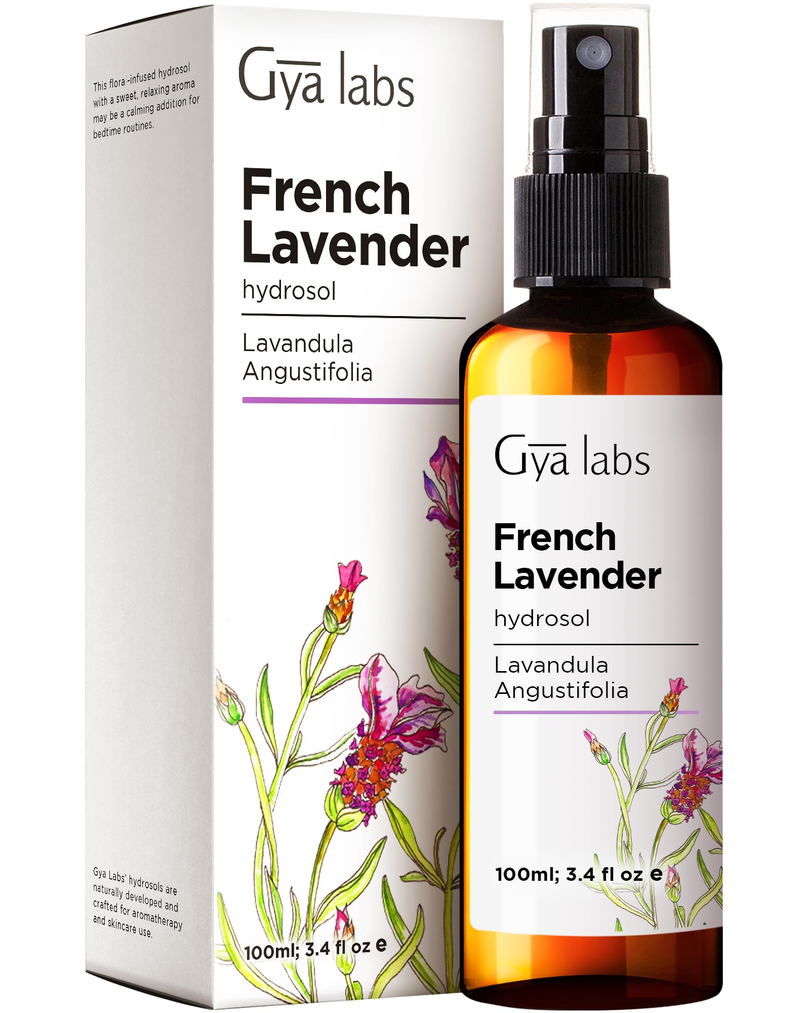 Gya Labs Lavender Hydrosol Spray for Skin Care - Face Mist Spray for Skin - Pillow Mist/Spray - Essential Oil Spray and Body Mist (10ml)