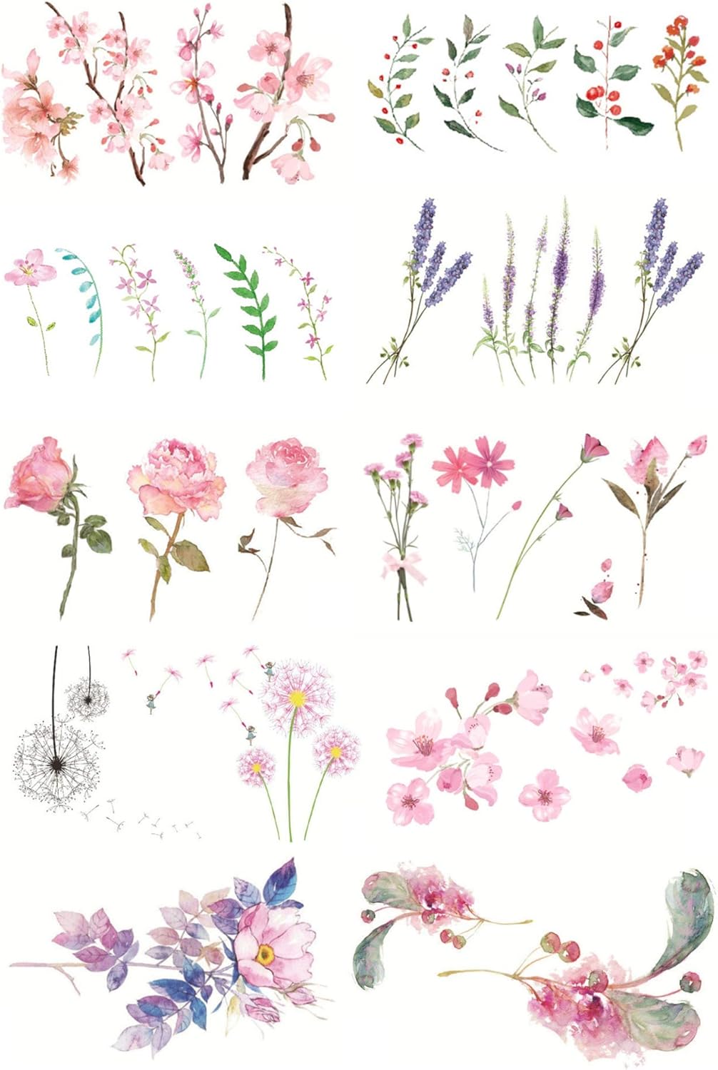 Anphsin タトゥー シール 枚入り 3d 水彩 花柄 葉 薔薇 花の枝 タンポポ ラベンダー ボディーアートシール かわいい Tattoo 長持ち 防水 刺青 入れ墨 撮影用 写真集 仮装グッズ 芸術 デザイン ファッション アクセサリー タトゥーシール 通販 Amazon