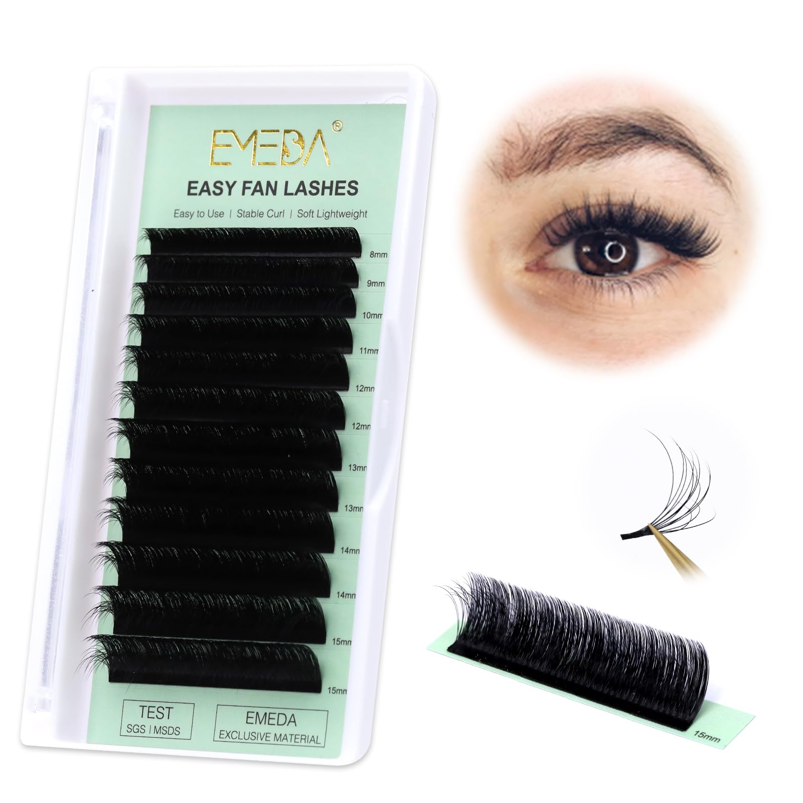 Self Fanning Volume Lashes 0.10 D curl 8-15mm Mix Tray Automatic blooming Volume Eyelash Extensions 3D 4D 5D 6D 7D 8D .10 mm D curl Mega Volume Easy Fan (0.10mm D mixed) โ image 1
