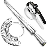 Meowoo Ring Sizer Measuring Tool Set | Ring Gauges with Finger Sizer Mandrel, Ring Sizer Tools for Jewelry Sizing Measuring,4 pcs, Silvery