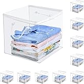 Remittur 10-Pack Clear Zippered Storage Bags with Handles, Two-Way Zipper Foldable Closet Organizer, Bed Sheet Organizer, Plastic Storage Bin for Clothes, Towels