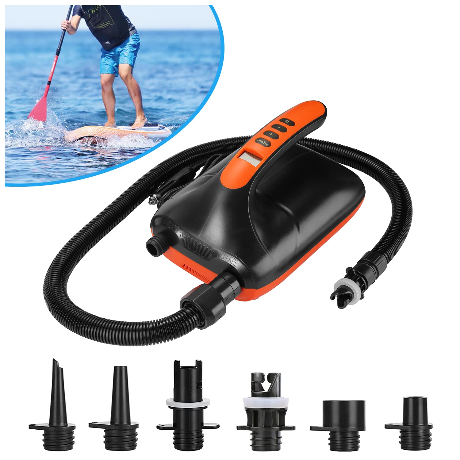 Photo 1 of AGPTEK Paddle Board Pump, 20PSI Digital Electric Air Pump for Inflatables Sup Pump, 12V DC Car Connector, Intelligent Dual Stage & Auto-Off Function, Great for Paddle Boards, Inflatable Boats, Kayaks