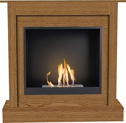 Vigo Bio Ethanol Fireplace Standing Fireplace Oak Amazon Co Uk