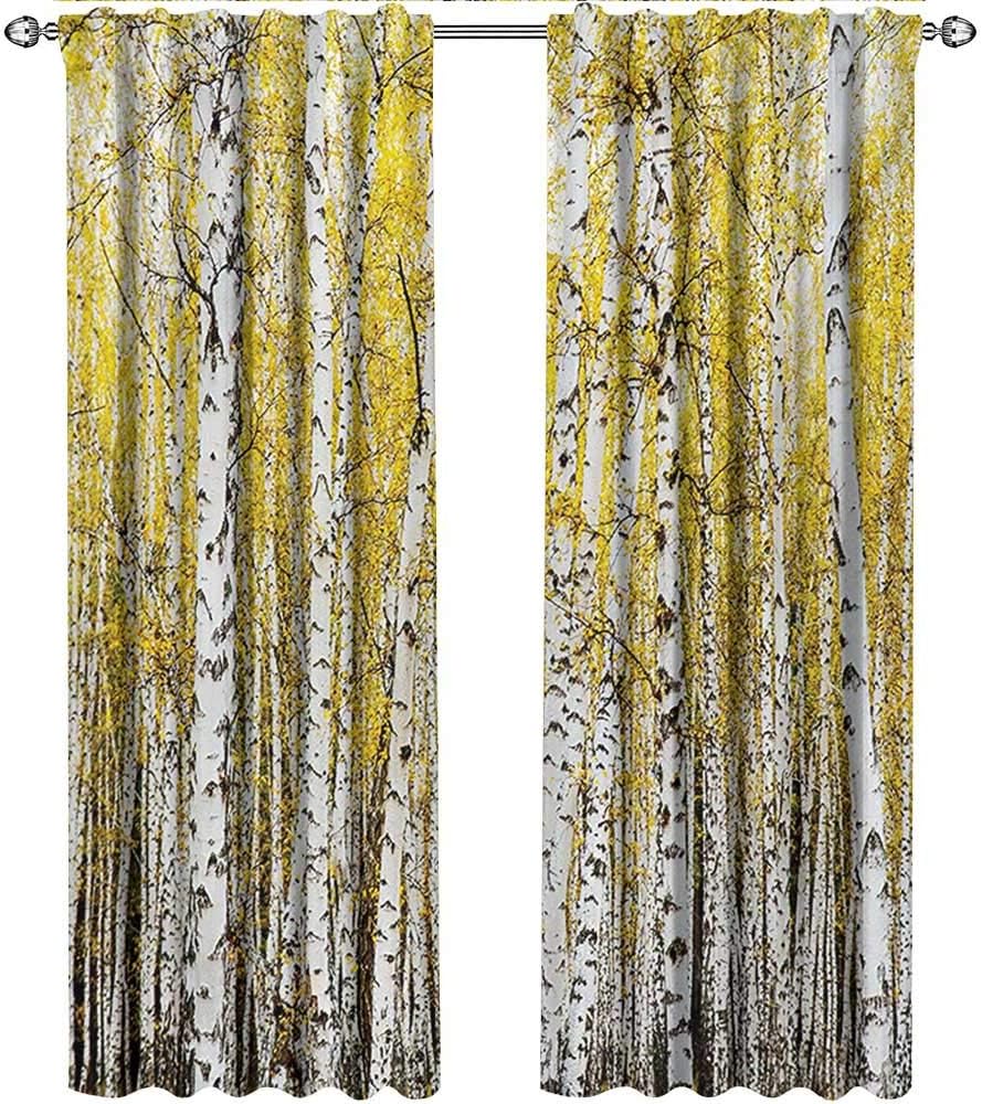 Amazon Com Shenglv Forest Curtains Blackout Autumn Birch Forest