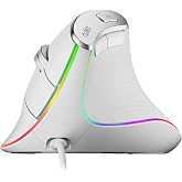 Nulea M504 Wired Vertical Mouse, USB Ergonomic Optical Mouse with 4 Adjustable DPI, 11 RGB Backlight Modes, Compatible for Laptop, PC, Desktop, Mac, White