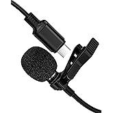Lavalier Microphone USB C Professional Lapel Clip-on Mic Omni Condenser Little Lav Mic for Video Recording External Noise Cancel for Youtube Vlog ASMR Interview on Android Type-C Device (6.6ft)