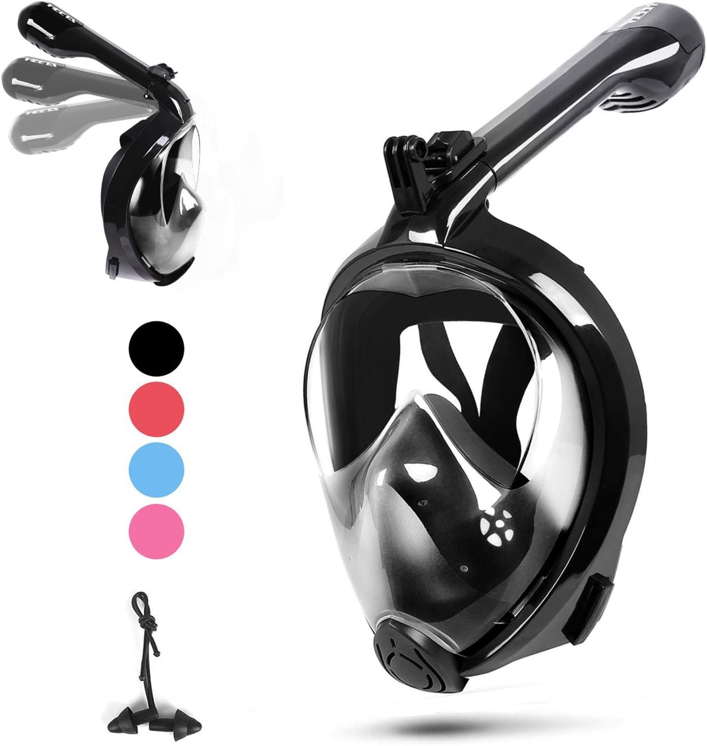 Heeta Snorkel Mask 2.0 Version 2018 New Foldable 180° Full Face Snorkel Mask Panoramic View with GroPro Mount Anti-Fog Anti Leak Easy Breath Dry Snorkel Mask for Adults Kids