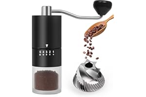 MATRJESTICE Stainless steel Burr Manual Coffee Grinder for Drip French Press,5 Adjustable Settings,Hand Coffee Grinder,For Home Use and Camping,Coffee Bean Grinders With Hand Crank (Stainless steel Burr-Black)