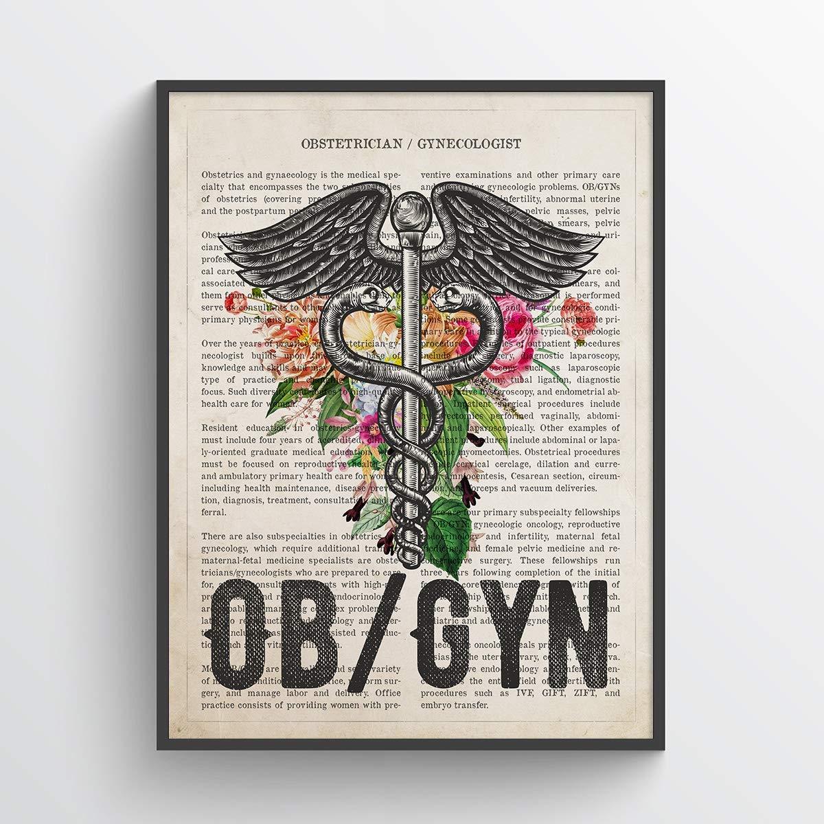 OBGyn with Flowers Print, Obstetrician Gynecologist Gift