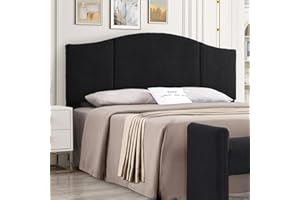 24KF Middle Century Upholstered Foldable King Headboard, Modern Boucle Teddy Fabric Headboard King/California King, 6033-K-Black