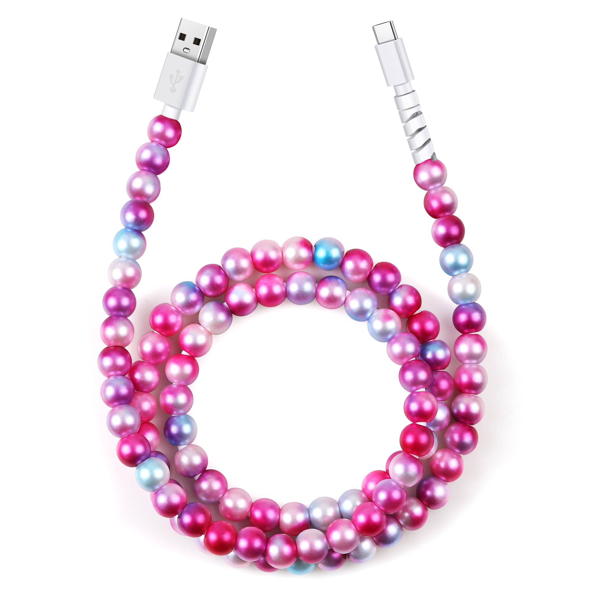 Photo 1 of Aolcev USB C Cable for iPhone Charging Cord 3.3FT Cute Beaded USB Type C Charger Cord 66W Fast USB A to USB C Phone Charger Cable for iPhone 17 16 15 Pro Max Plus Galaxy S25 for iPad 10th Gen Fade