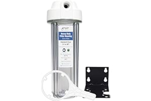 PRO WATER PARTS RV Filter Housing Replacement with Bracket and Wrench for FRE-10-Housing 2.5X10" 1/2" NPT Ports OEM