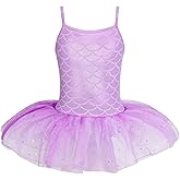 XiaoMoSha Dance Leotard for Girls Tutu Skirted Leotard Ballerina Dancewear Party Dress Outfit Sparkles Mermaid Bodysuit