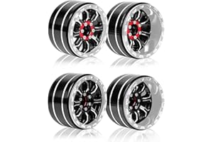 RcarmubWow Adjustable 4 Offsets 1.9IN Beadlock Wheels for 1/10 SCX10 90046 AX103007 SCX10 II SCX10 III TRX4 TRX6 Gen7 8 D90 VS4-10 MST CFX,RC 1.9 Beadlock Wheels Adjustable Rims,4Pack,Black & Silver
