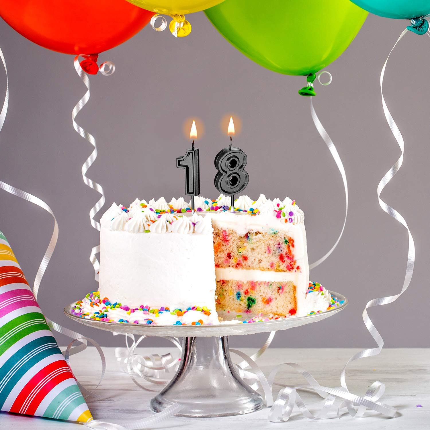 BBTO 18th Birthday Candles Cake Number Candles Happy Birthday Cake Topper Decorations for Birthday Wedding Anniversary Celebration Supplies (Black),5 centimeters - Image 4