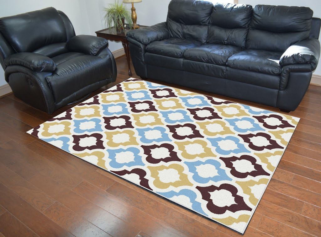 Contemporary Collection Area Rug, Brown/Blue/Gold