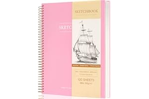 YOMENT 9 x 12 inches Hardcover Sketchbook for Drawing 120 Sheets Spiral Bound Sketch Pad Premium Art Sketchbook Artistic Drawing Painting Writing Paper(68lb/100gsm) for Kids Adults Beginners Artists, Pink