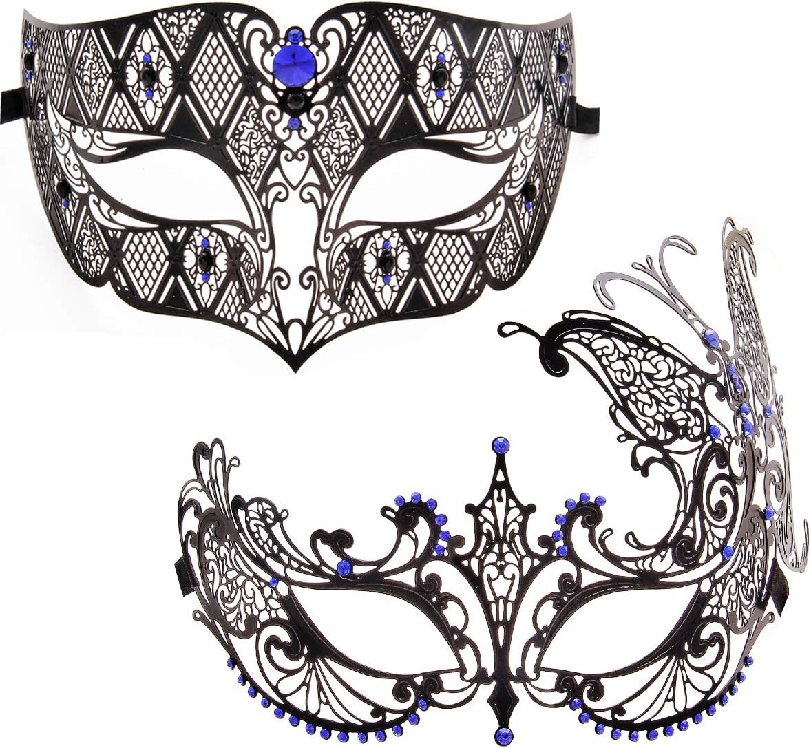 Couple's Venetian Masquerade Mask Set Luxury Style Princess Party Mask