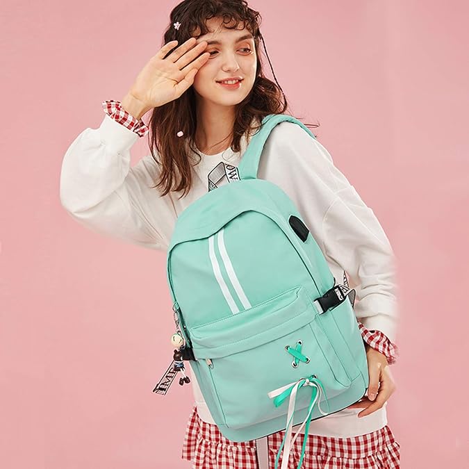 Amazon Fandareリュック レディース リュックサック 女の子バックパック 大容量 多機能 カジュア 通勤 通学 アウトドア Usbケーブル イヤホン穴付 安全反射ライン Diyリボン かわいい飾り付 背面隠しポケット Fandare レディース