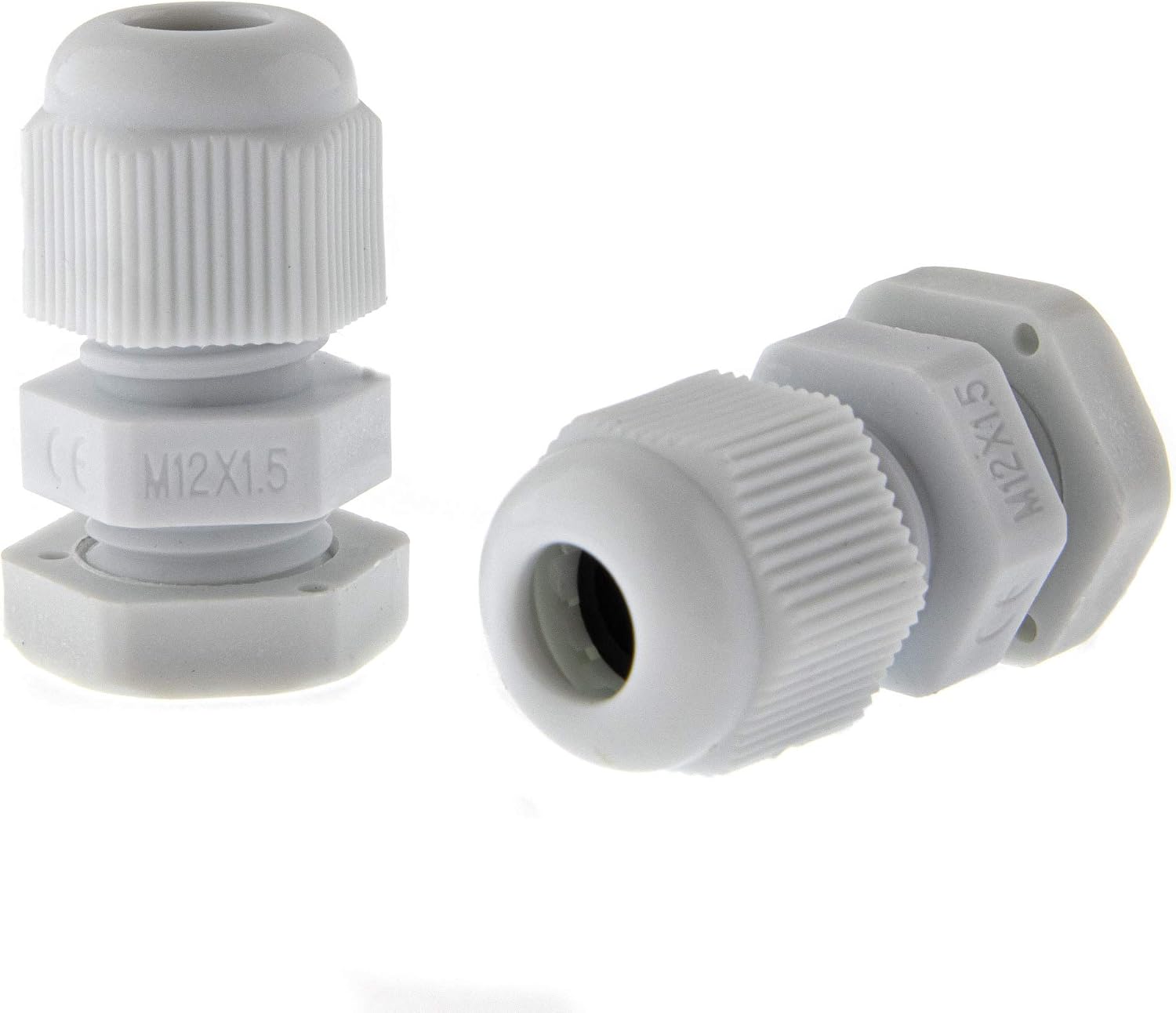 SeKi 10 x Cable Glands M12 3-6.5 mm, Grey Metric Cable Gland, Black (RAL9005)