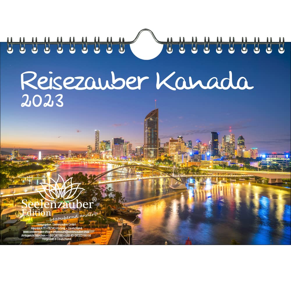 Reisezauber Canada DIN A5 Wall Calendar for 2023 Canada City and Country - Soul Magic