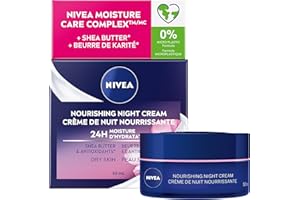 NIVEA Nourishing Night Cream for Face, Face Moisturizer for Dry Skin with Shea Butter and Antioxidants, Face Cream, 24H Moist