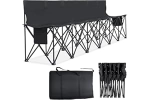 NAIZEA 6-Seat Sports Bench, Folding Bench Chair Sideline Benches with Back, Stadium Seats Camping Chairs Portable Team Benche