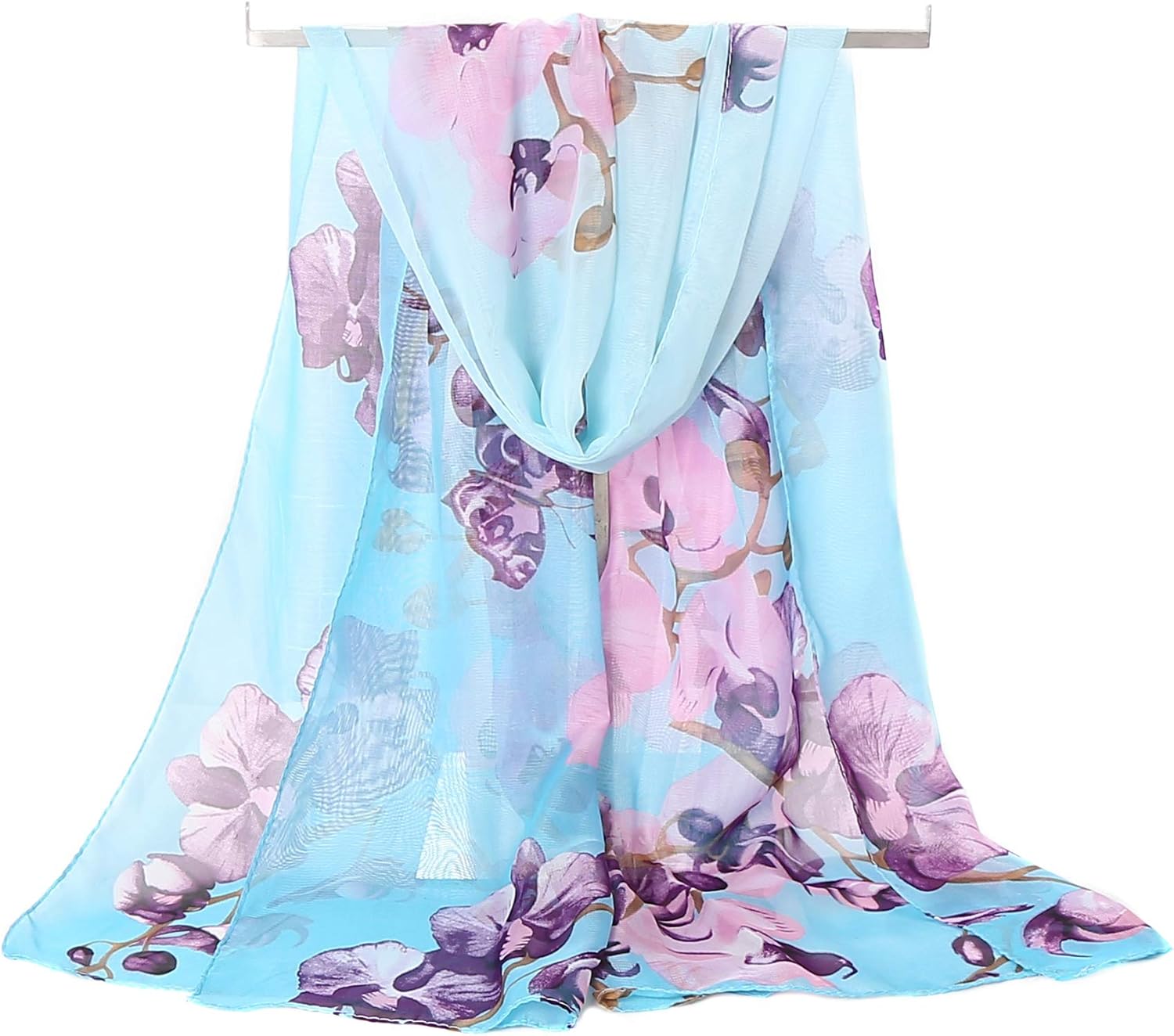 Women's Chiffon Scarf Lightweight Fashion Sheer Scarfs Shawl Wrap Scarves, 6&b, 16050CM at  Women’s Clothing store