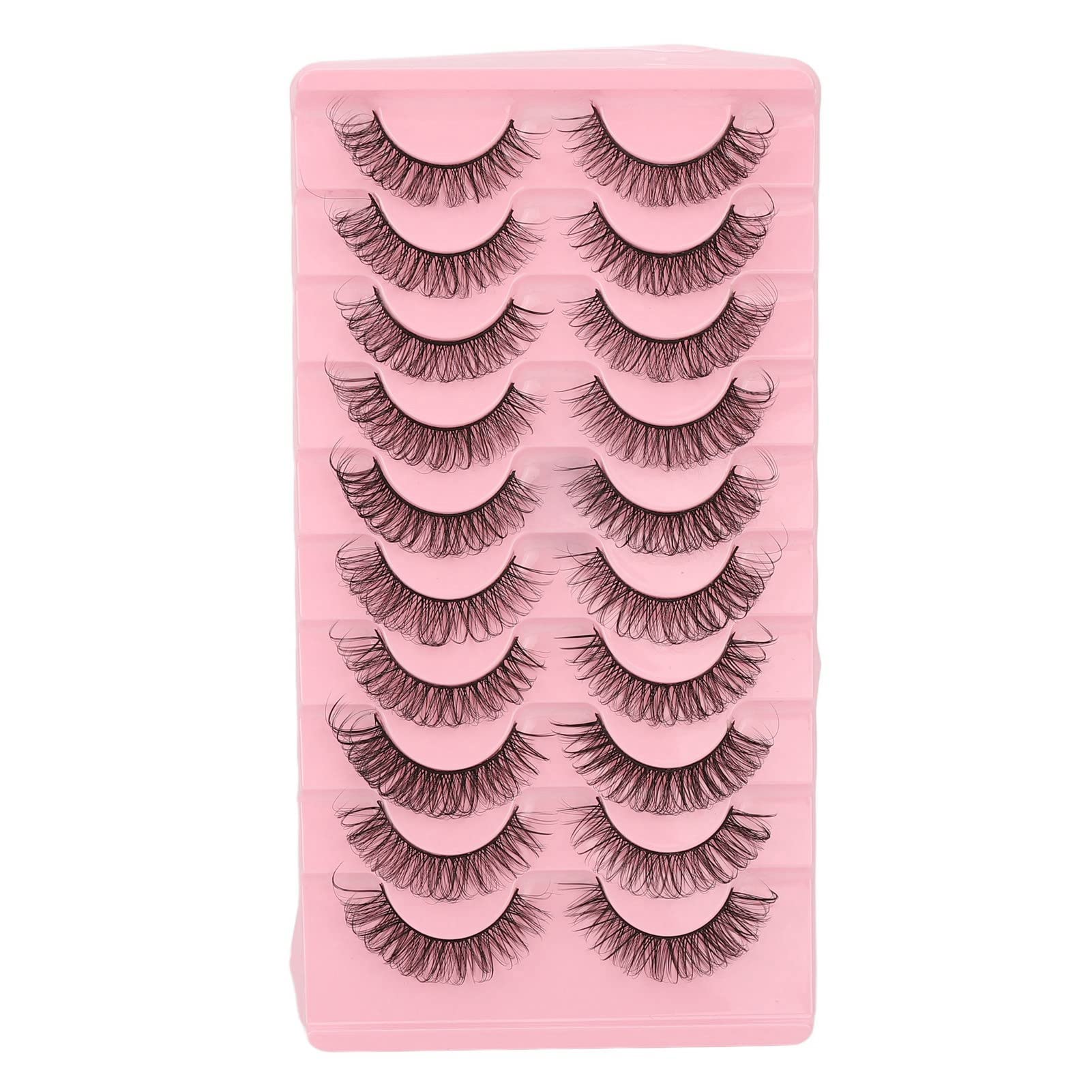 False Eyelashes Set, 10 Pairs of 3D Lightweight Wispy Fluffy False Eyelashes Perfect for a Full and Flirty Look,Reusable DD Curl Cat Eye Lashes for Stunning Eyes, Makeup Cosplay, Special Occasions
