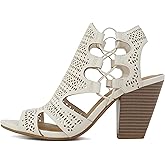 Soda Zuka ~ Women Open Toe Laser Cut High Heel Sandal with Adjustable Ankle Strap