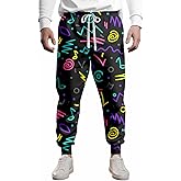 VVGETE 80s Costumes for Men Joggers Pants,Casual Pants Running Pants with Drawstring,90s Outfit for Men