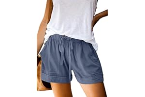 Acelitt Women Comfy Drawstring Casual Elastic Waist Pocketed Shorts,S-3XL