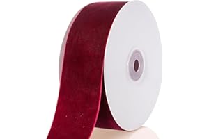 ATRBB Wine Red Velvet Ribbon - 1 1/2 Inch Width, 10 Yards Per Roll - Classic Elegant Flocked Ribbon for Gift Wrapping, Crafts, and Decorations