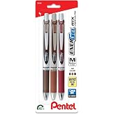 Pentel EnerGel RTX Retractable Liquid Gel Pen, Change Hue, 0.7mm, Sepia, Brown and Burgundy Ink, Pack of 3 Pens (BL77CHABP3M)
