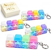 Sgmforge 4 Pack Keyboard Fidget Toy, Clicky Key Clicker Desk Toy | LED Light-Up Click, Satisfying Tactile Feedback, 4 Pack Macaron Colors, Portable Keychain Design, Gift Ready Fidget Toy