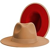 Wide Brim Fedora Hats for Women & Men Classic Dress Panama Hat Adjustable Felt Hat with Band