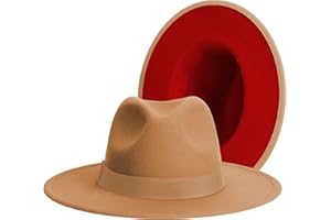 JINGSHA Wide Brim Fedora Hats for Women & Men Classic Dress Panama Hat Adjustable Felt Hat with Band