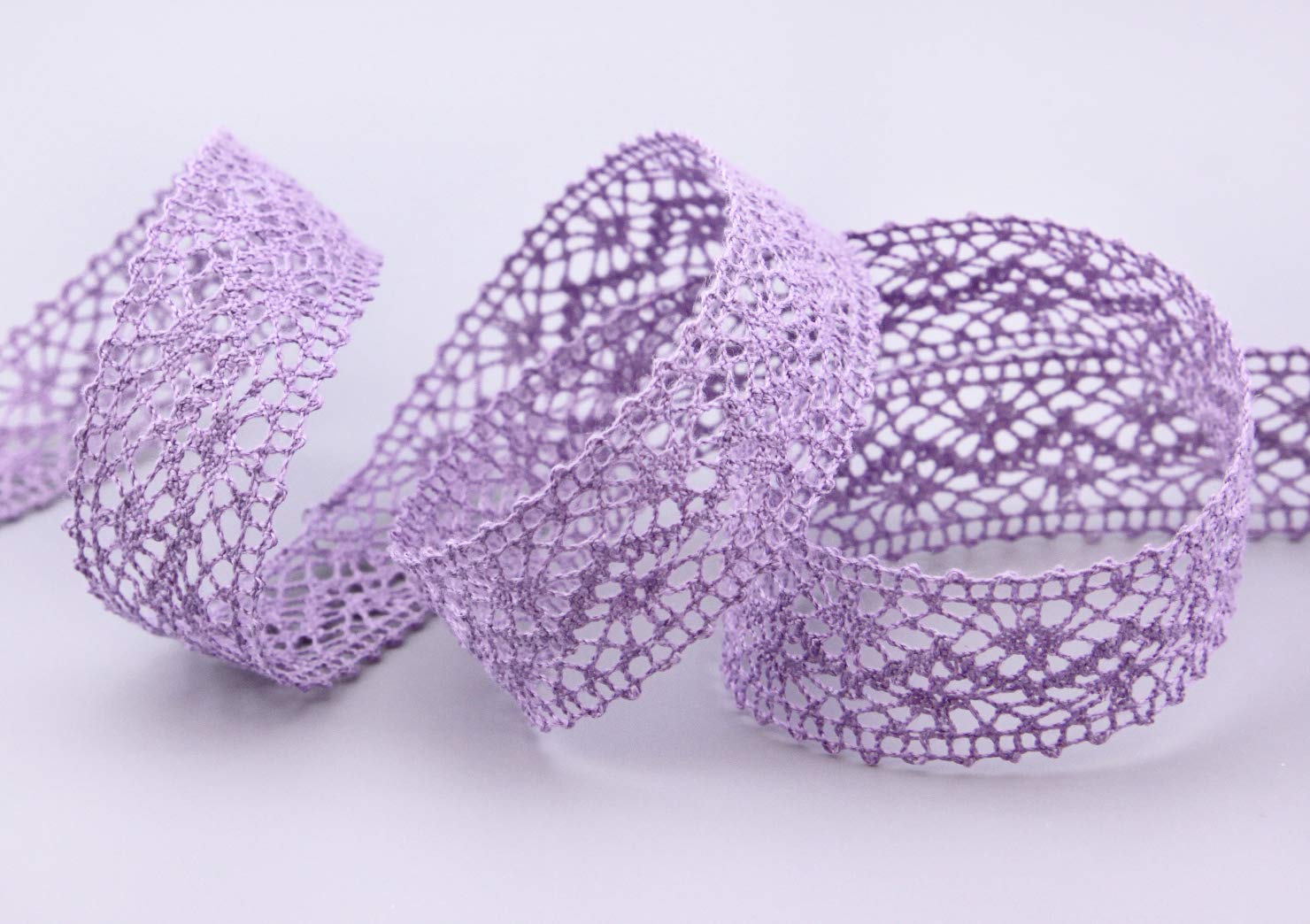 finemark 15 m x 25 mm Lace Ribbon Emma Lilac Lavender Sold by the Metre Lace Crochet Ribbon Cotton Blend Natural Look Decorative Ribbon Crochet Lace Trim