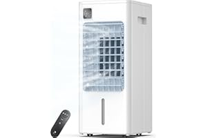 AEROZY Portable Air Conditioner Windowless, Evaporative Air Cooler with Remote, 3 Speeds, 12H Timer, Oscillating Swamp Cooler for Bedroom, Living Room, White