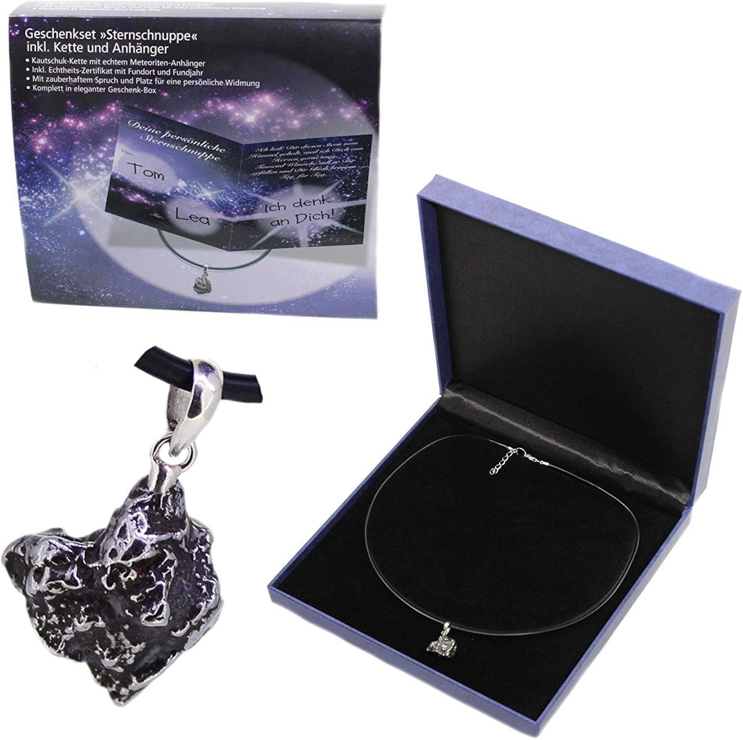 budawi® - shooting star pendant (meteorites) with chain with certificate of authenticity, meteorite pendant. - Image 3