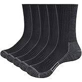 YUEDGE Mens Socks Moisture Wicking Training Athletic Cushioned Crew Socks Anti-Odor Work Socks For Men, 5 Pairs