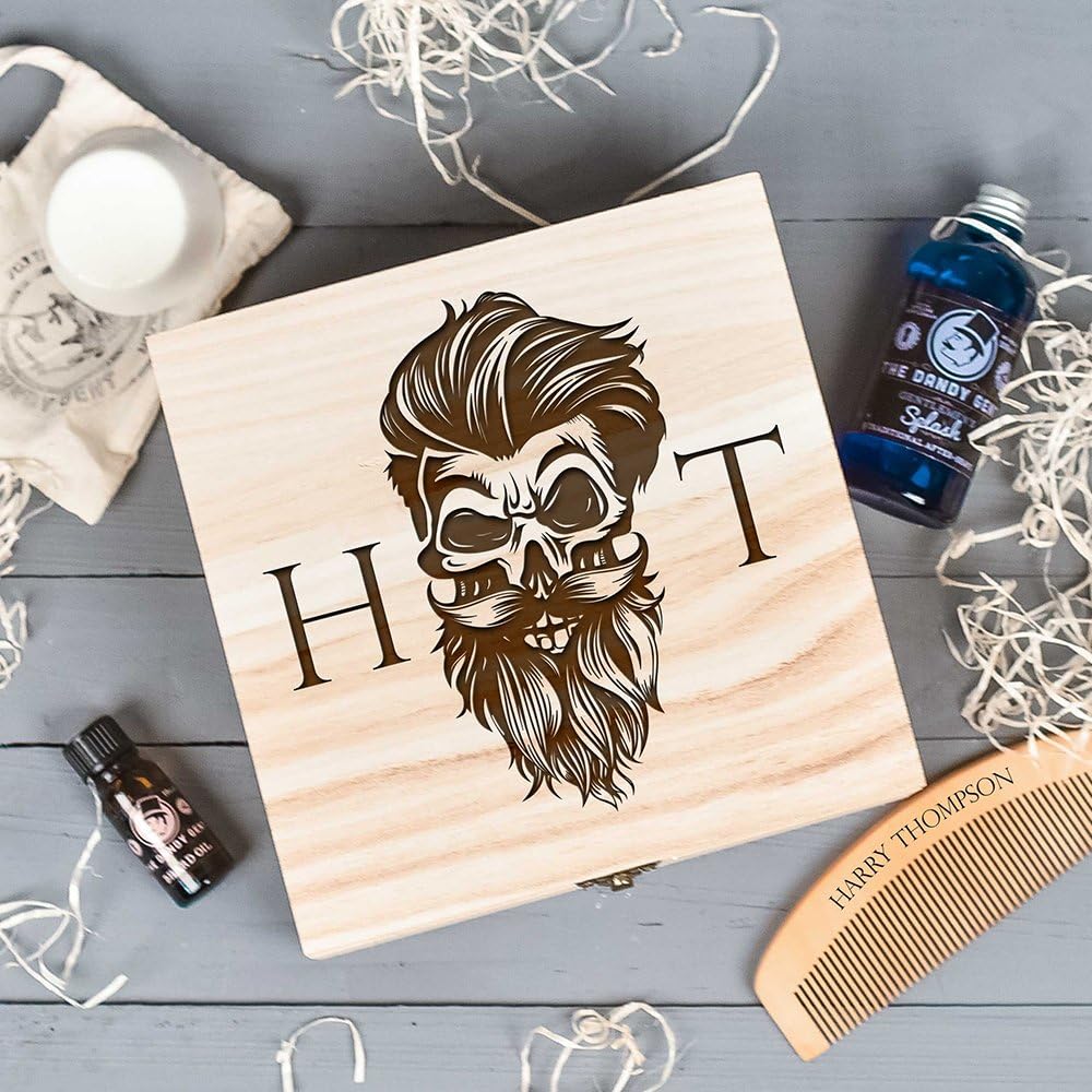 BEARD COMB & BOX PERSONALISED GIFT SET FOR HIM