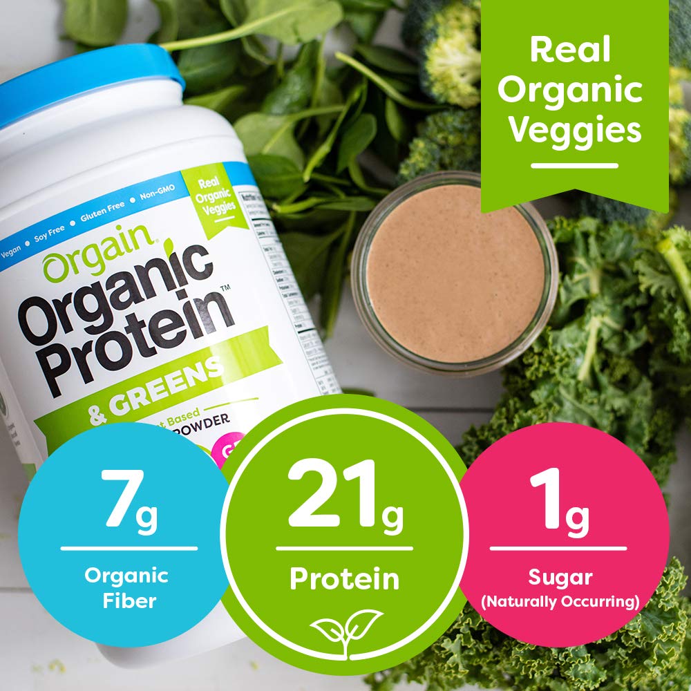 Orgain Organic Plant Based Protein & Greens Powder, Vanilla Bean - Vegan, Dairy Free, Gluten Free, Lactose Free, Soy Free, Low Sugar, Kosher, Non-GMO, 1.94 Pound (Packaging May Vary) : Grocery & Gourmet Food